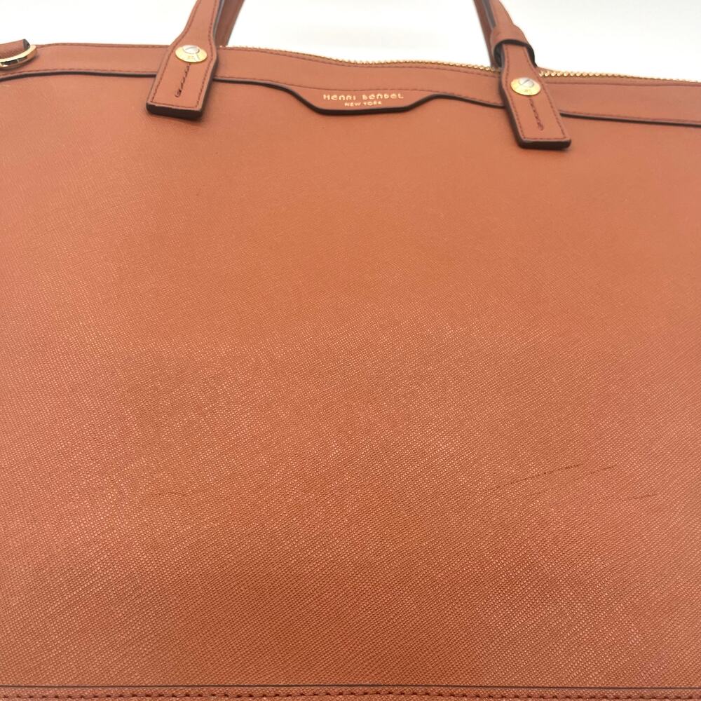 HENRI BENDEL Leather Satchel, Large Brown Tote - Picture 12 of 13